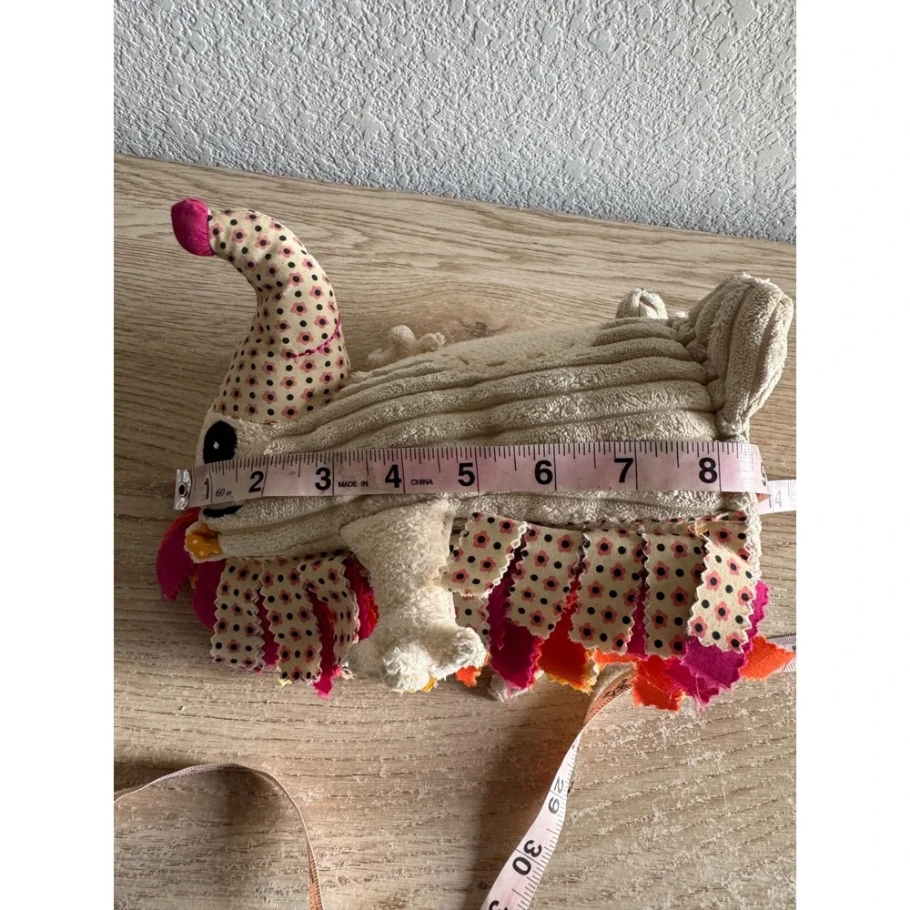 Les Deglingos Spiklos the Hedgehog Plush Tan Corduroy Colorful Fabric Scraps Toy